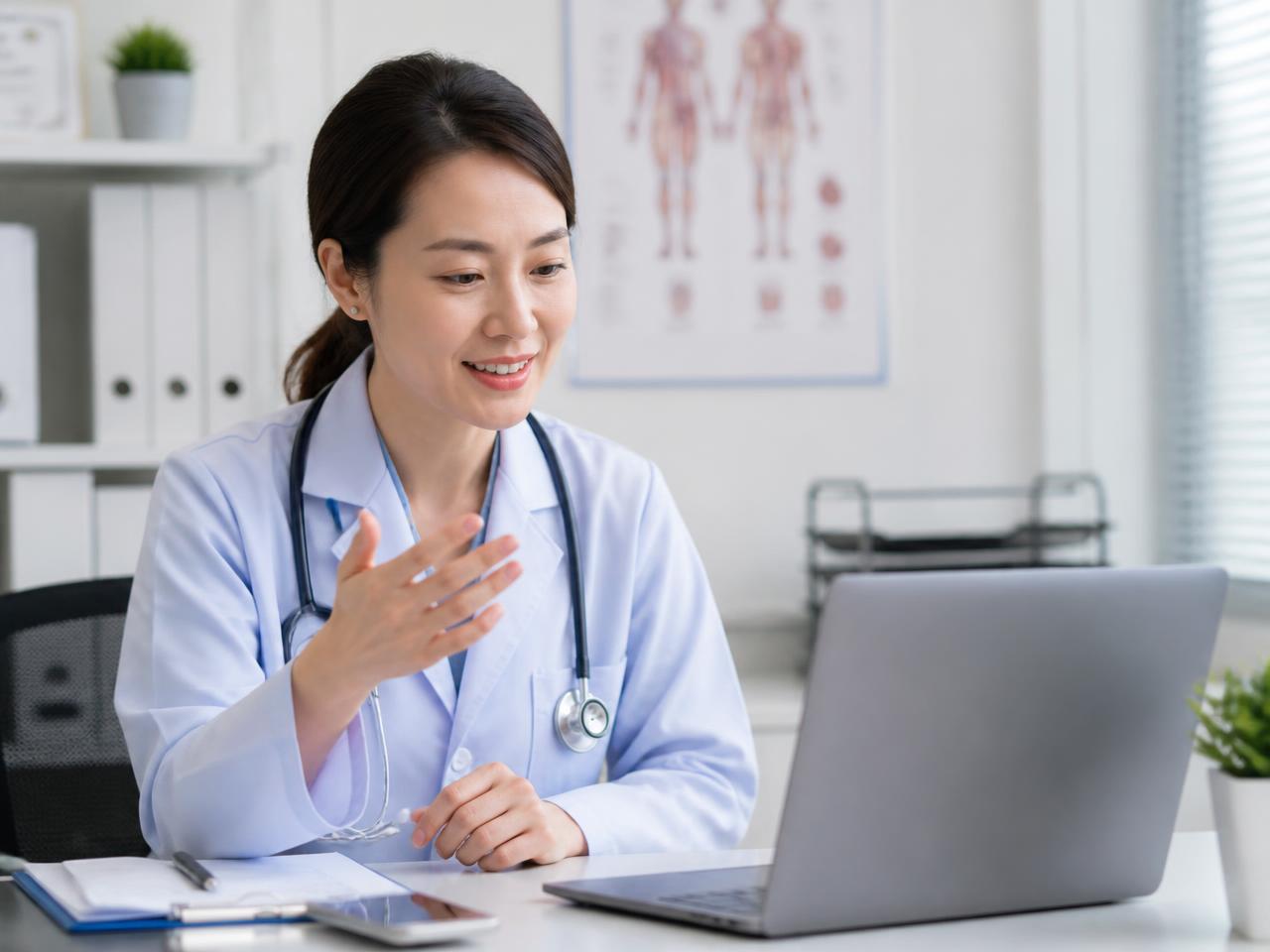 Doctor consulting a patient online